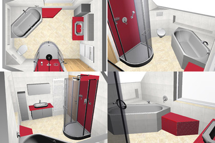 fertiges Bad aus verschiedenen Blickwinkeln