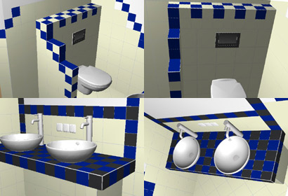 Vorwände nach Fliesenmaß und Objekte am Fliesenraster ausgerichtet